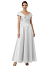 Sophisticated Off Shoulder Sleeveless A-Line Satin Mother Of The Bride Dress