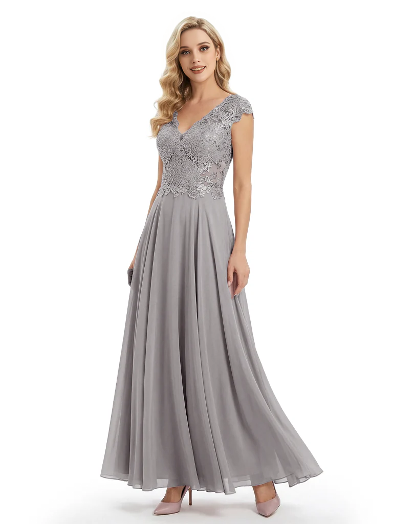 Beautiful Cap Sleeve Lace Chiffon A-Line Mother of the Bride dresses