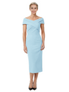 Mother of The Bride Dress Classy Off Shoulder Crepe Sheath Midi Gown Modern Wrap Detail