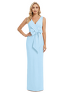 V-Neck Sheath Sleeveless Mother of The Bride Dress Crepe