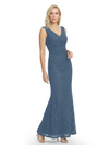Mother of The Bride Dresses V-Neck Sleeveless Lace Mermaid Maxi Gown Elegant Flowy Formal Wedding Event Dress