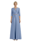 Sophisticated 3/4 Sleeves Beaded A-Line Satin Mother Of The Bride Dress