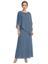 Classy Beaded Chiffon Overlay Poncho Style Mother of the Bride Gown
