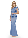 Elegant Scoop Ruffle Satin Mermaid Mother Of The Bride Dress