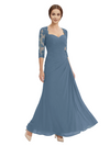 Sweetheart Ruched Lace 3/4 Sleeves A-Line Chiffon Mother Of The Groom Dress
