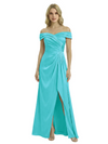 Off The Shoulder Mother Of The Groom Dresses Side Slit Satin Ruched A-Line Gown