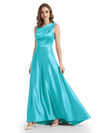 Stunning Asymmetrical Neckline Sleeveless A-Line Satin Formal Dress For Mother Of The Bride