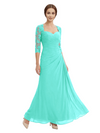 Sweetheart Ruched Lace 3/4 Sleeves A-Line Chiffon Mother Of The Groom Dress