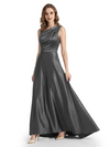 Stunning Asymmetrical Neckline Sleeveless A-Line Satin Formal Dress For Mother Of The Bride