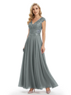 Beautiful Cap Sleeve Lace Chiffon A-Line Mother of the Bride dresses