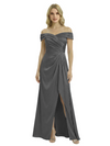 Off The Shoulder Mother Of The Groom Dresses Side Slit Satin Ruched A-Line Gown