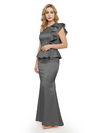 Elegant Scoop Ruffle Satin Mermaid Mother Of The Bride Dress