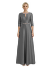 Sophisticated 3/4 Sleeves Beaded A-Line Satin Mother Of The Bride Dress