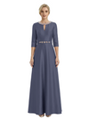 Sophisticated 3/4 Sleeves Beaded A-Line Satin Mother Of The Bride Dress