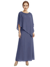 Classy Beaded Chiffon Overlay Poncho Style Mother of the Bride Gown