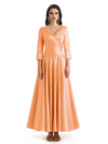 Elegant Soft Satin 3/4 Sleeves V-Neck Ankle Length Mother of The Bride Dresses