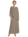Classy Beaded Chiffon Overlay Poncho Style Mother of the Bride Gown