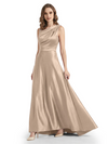 Stunning Asymmetrical Neckline Sleeveless A-Line Satin Formal Dress For Mother Of The Bride