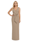 V-Neck Sheath Sleeveless Mother of The Bride Dress Crepe