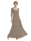 Sweetheart Ruched Lace 3/4 Sleeves A-Line Chiffon Mother Of The Groom Dress