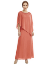 Classy Beaded Chiffon Overlay Poncho Style Mother of the Bride Gown