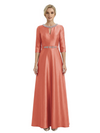 Sophisticated 3/4 Sleeves Beaded A-Line Satin Mother Of The Bride Dress