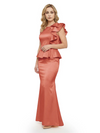 Elegant Scoop Ruffle Satin Mermaid Mother Of The Bride Dress