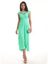 Elegant Bell Sleeves Chiffon A-line Midi Mother of The Bride Dresses