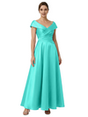 Sophisticated Off Shoulder Sleeveless A-Line Satin Mother Of The Bride Dress
