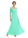 Sweetheart Ruched Lace 3/4 Sleeves A-Line Chiffon Mother Of The Groom Dress