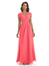 Elegant Short Sleeves Beaded Pleats A-line Floor-Length Mother of The Bride Dresses