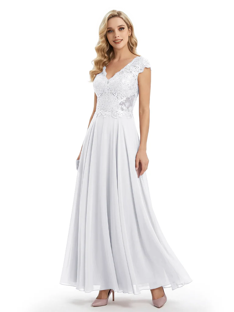 Beautiful Cap Sleeve Lace Chiffon A-Line Mother of the Bride dresses