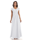 Elegant Short Sleeves Beaded Pleats A-line Floor-Length Mother of The Bride Dresses