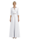 Sophisticated 3/4 Sleeves Beaded A-Line Satin Mother Of The Bride Dress