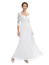Sweetheart Ruched Lace 3/4 Sleeves A-Line Chiffon Mother Of The Groom Dress