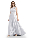 Stunning Asymmetrical Neckline Sleeveless A-Line Satin Formal Dress For Mother Of The Bride