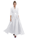 Mother of The Groom Outfit V-Neck 3/4 Sleeve Lace Pantsuit Satin Overskirt