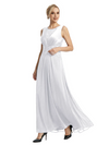 Mother of The Bride Dresses Scoop Sleeveless Lace Chiffon Maxi Gown Classy Ruched Formal Wedding Event Dress
