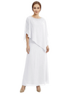 Classy Beaded Chiffon Overlay Poncho Style Mother of the Bride Gown