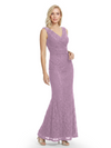 Mother of The Bride Dresses V-Neck Sleeveless Lace Mermaid Maxi Gown Elegant Flowy Formal Wedding Event Dress