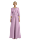 Sophisticated 3/4 Sleeves Beaded A-Line Satin Mother Of The Bride Dress