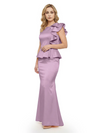 Elegant Scoop Ruffle Satin Mermaid Mother Of The Bride Dress