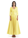 Elegant Soft Satin 3/4 Sleeves V-Neck Ankle Length Mother of The Bride Dresses