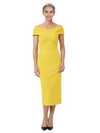 Mother of The Bride Dress Classy Off Shoulder Crepe Sheath Midi Gown Modern Wrap Detail