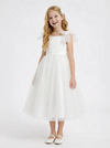 Elegant Tulle Flower Girl Dress with Soft Bow Shoulders