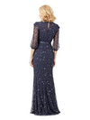 Elegant Half Sleeves Beading Mermaid Chiffon Side Slit Long Mother Of The Bride Evening Dresses