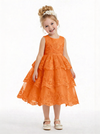 Tiered Lace Flower Girl Gown Sleeveless Round Neck Layered Skirt Princess Wedding Dress