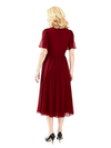 Elegant Short Sleeves Jewel Chiffon A-Line Midi Length Mother Of The Bride Dresses