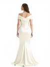 Elegant Off The Shoulder Soft Satin Mermaid Side Slit Long Mother Of The Bride Dresses Online