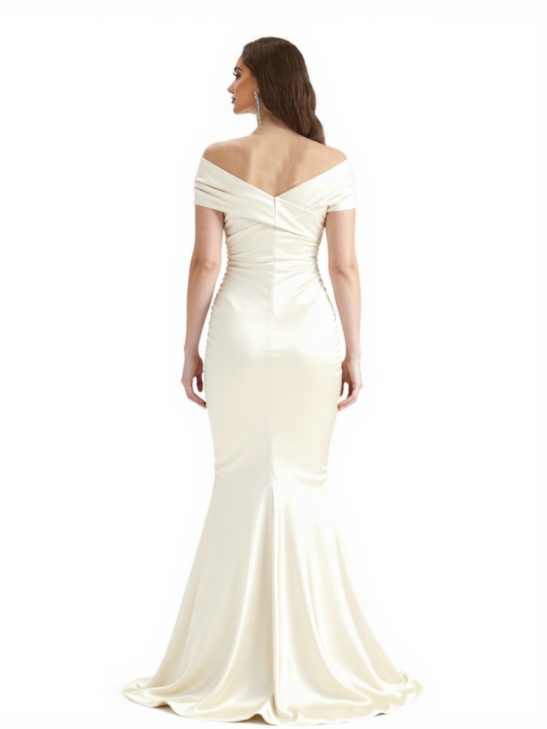 Elegant Off The Shoulder Soft Satin Mermaid Side Slit Long Mother Of The Bride Dresses Online
